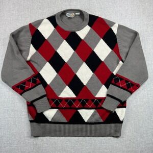 Vintage 90s  IZOD Club Argyle Sweater Men L Acrylic Preppy Golf Hong Kong Ivy